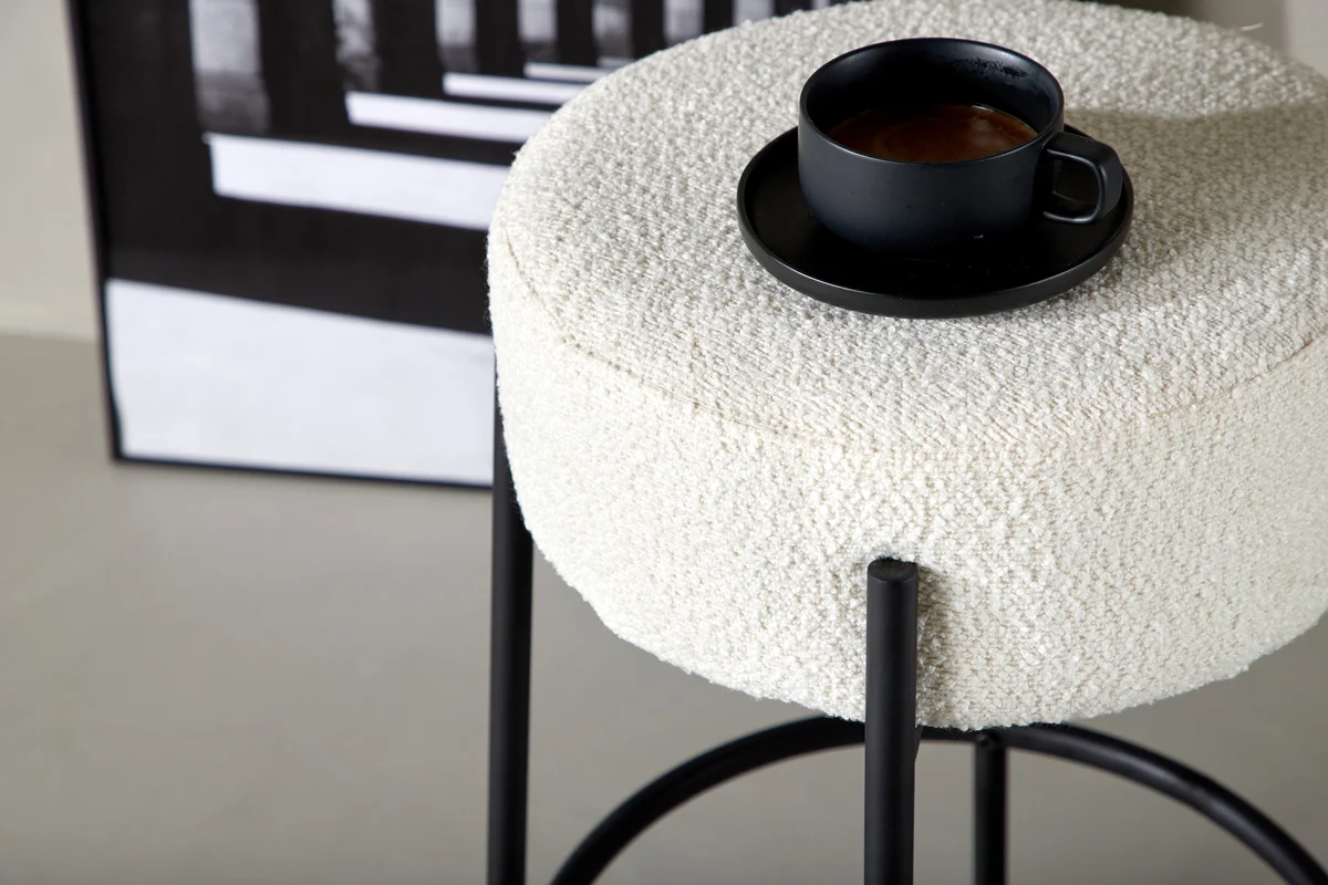 Mossby Barkruk Hoog - Wit Bouclé - Afbeelding 5