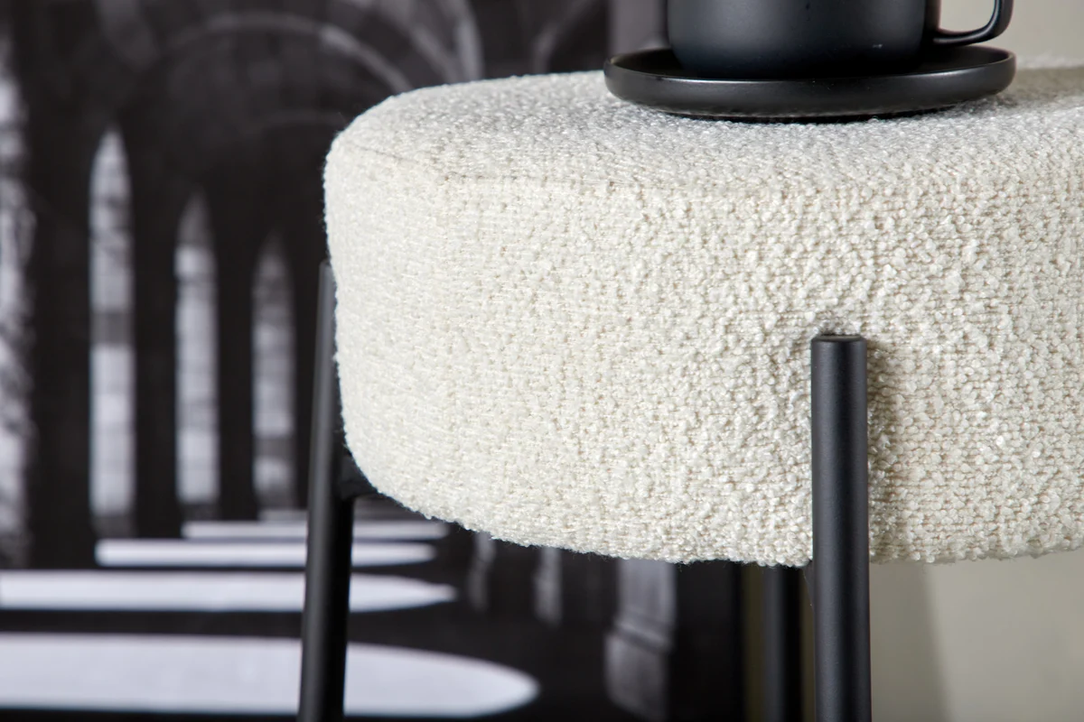 Mossby Barkruk Hoog - Wit Bouclé - Afbeelding 6