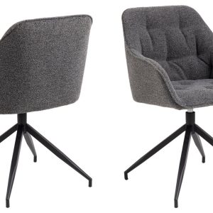 Harstad Eetkamerstoel - Antraciet Bouclé met een Mat Zwart Frame