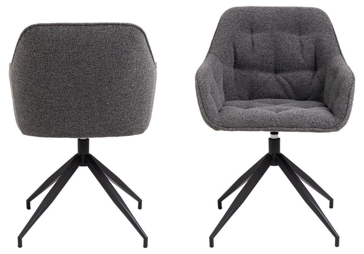 Harstad Eetkamerstoel - Antraciet Bouclé met een Mat Zwart Frame - Afbeelding 4