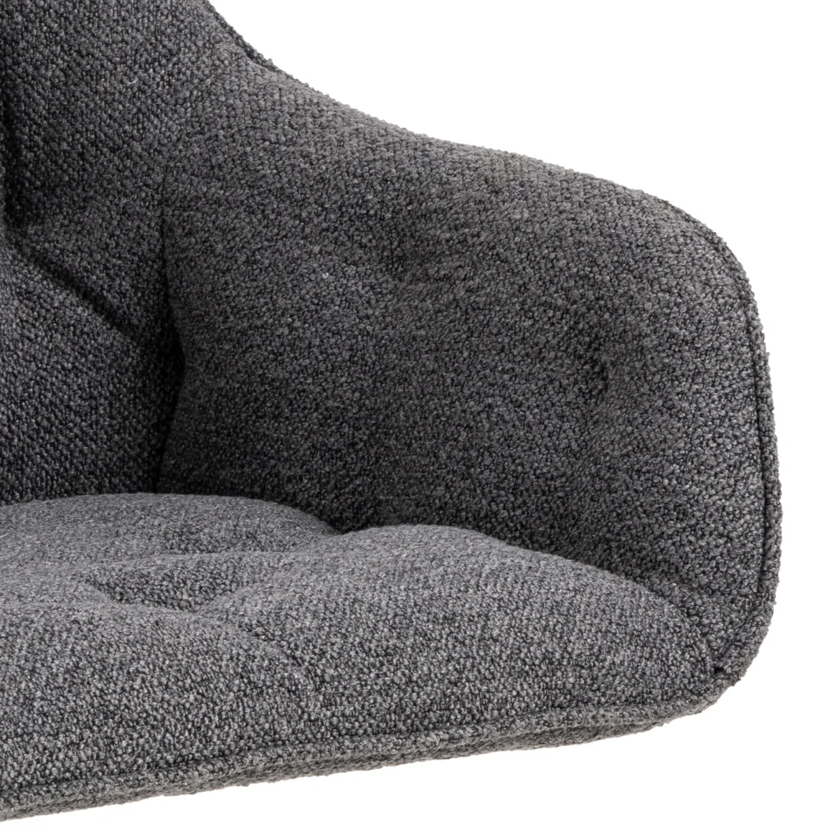 Harstad Eetkamerstoel - Antraciet Bouclé met een Mat Zwart Frame - Afbeelding 6