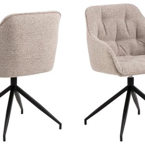 Harstad Eetkamerstoel - Beige Bouclé met een Mat Zwart Frame