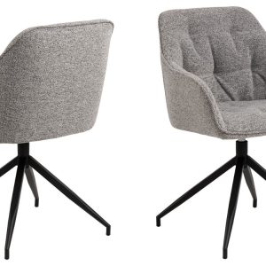 Harstad Eetkamerstoel - Grijs Bouclé met een Mat Zwart Frame