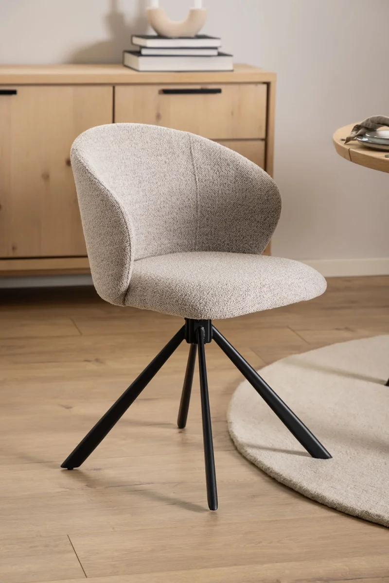 Koro Eetkamerstoel - Set van 2 - Beige Bouclé - Afbeelding 3