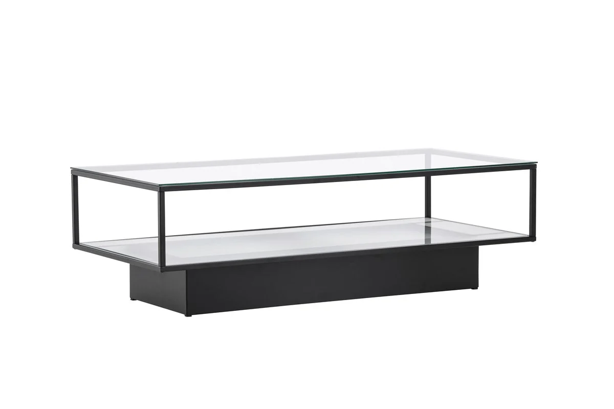 Lucera Salontafel - 130 x 60 cm - Zwart met Glazen Blad - Afbeelding 2