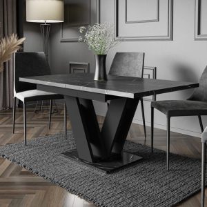 Eettafel Glasgow | Zwart Mat | Marmerlook | Uitschuifbaar 120-160 cm | Levertijd: 4-7 werkdagen