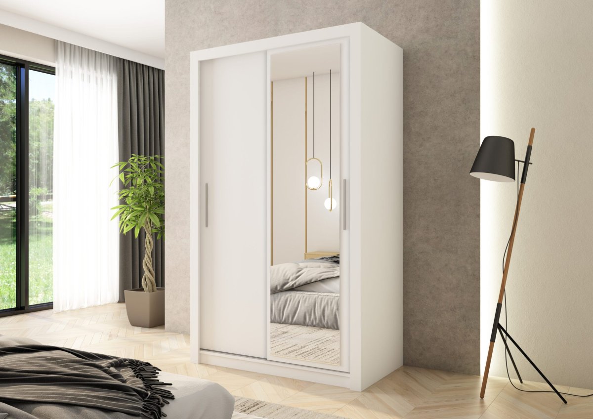 Kledingkast Miami | Wit mat | 120 cm | met spiegel | Levertijd: 1-2 weken - Afbeelding 2