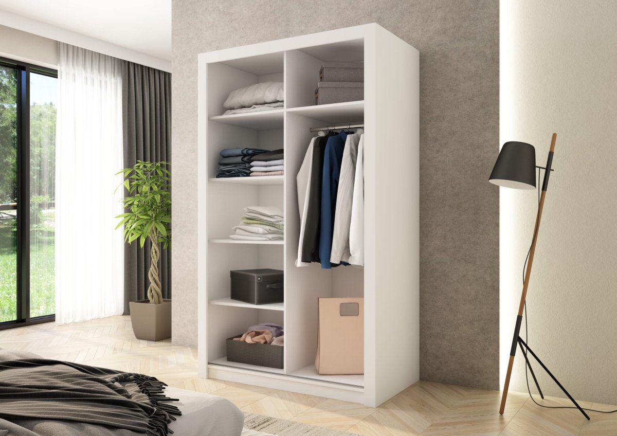 Kledingkast Miami | Wit mat | 120 cm | met spiegel | Levertijd: 1-2 weken - Afbeelding 6