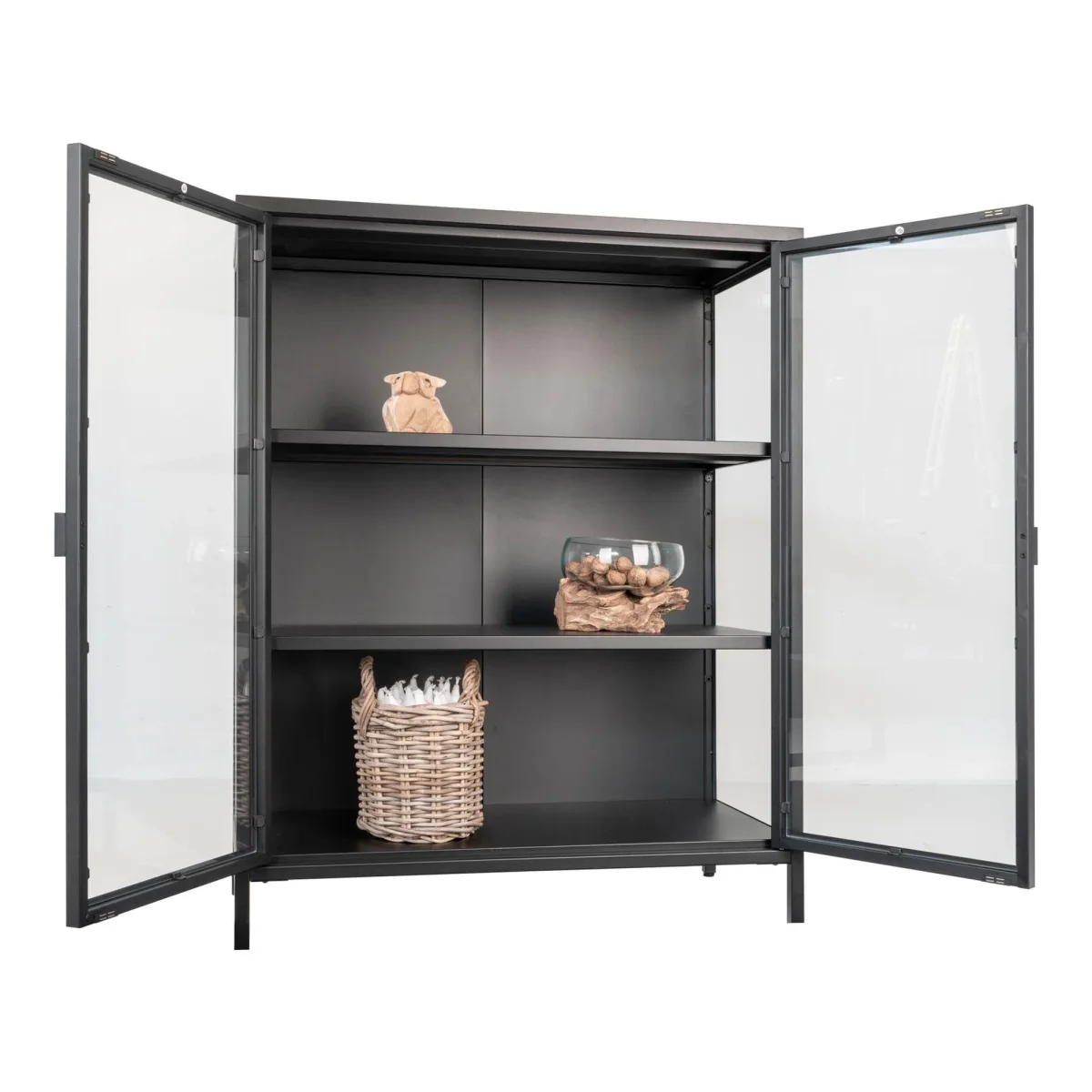 Röjan Vitrinekast - 101 x 80 cm - Zwart Staal - Afbeelding 5
