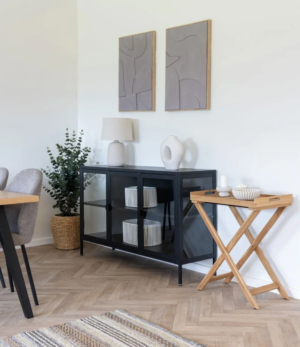 Röjan Vitrinekast - 140 x 85 cm - Zwart Staal - Afbeelding 3