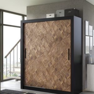 Kledingkast Miami | Zwart mat | Eiken | 160 cm | Levertijd: 4-7 werkdagen