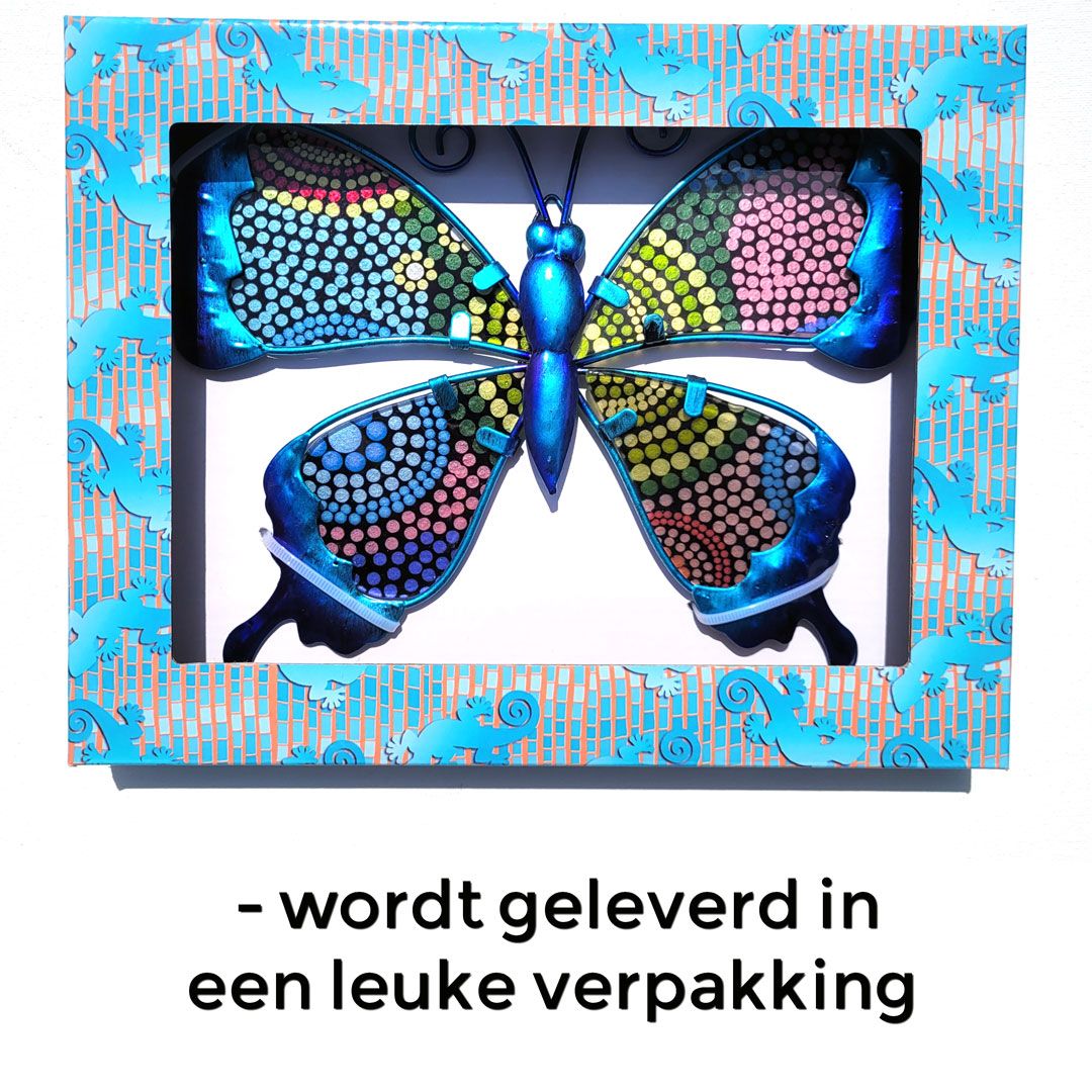 Vlinder | metaal & glas | tropisch | blauw | M | 26?18 - Afbeelding 5