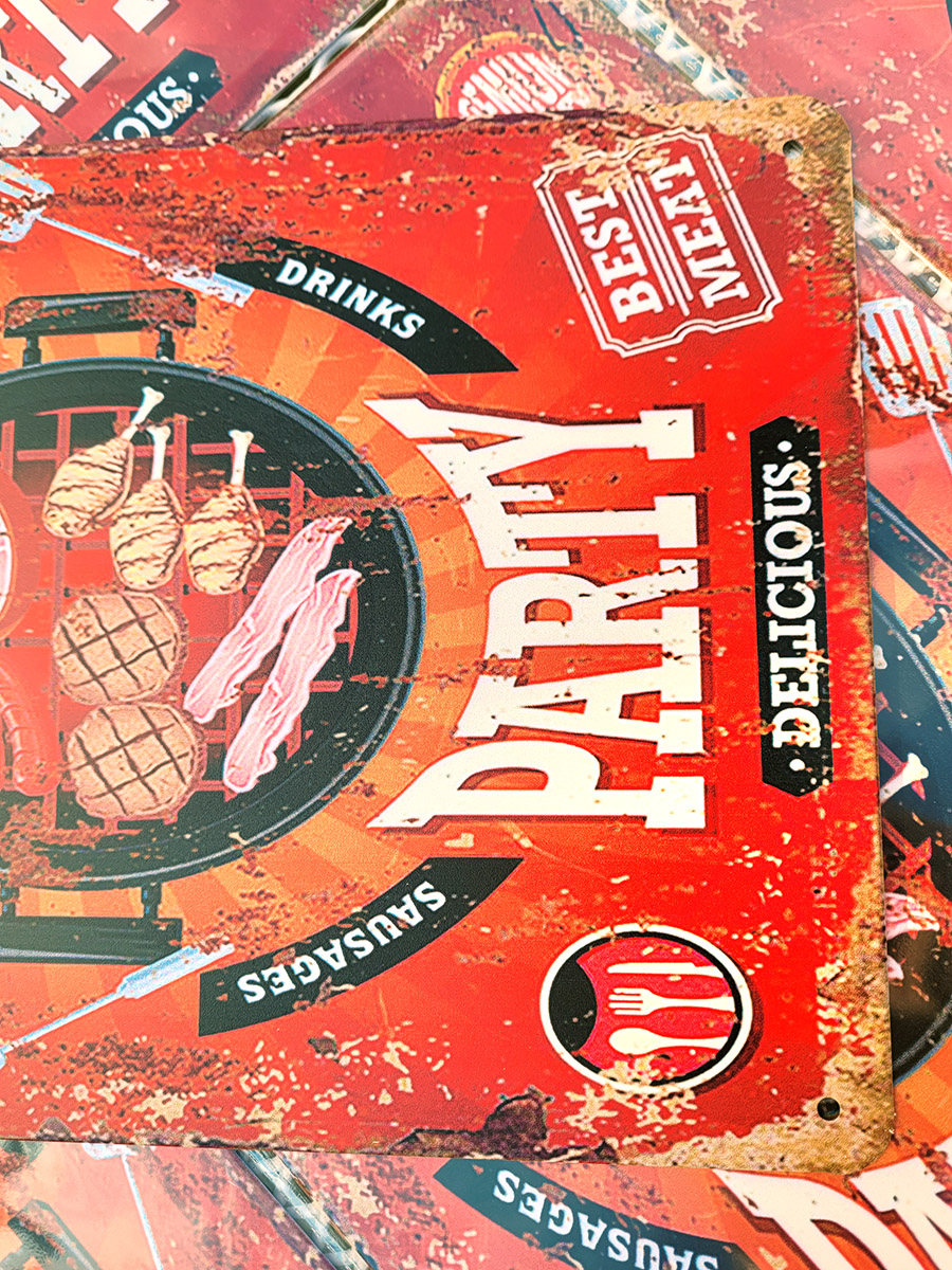 BBQ | Party | Best meat | metalen wandborden | 20×30 - Afbeelding 4
