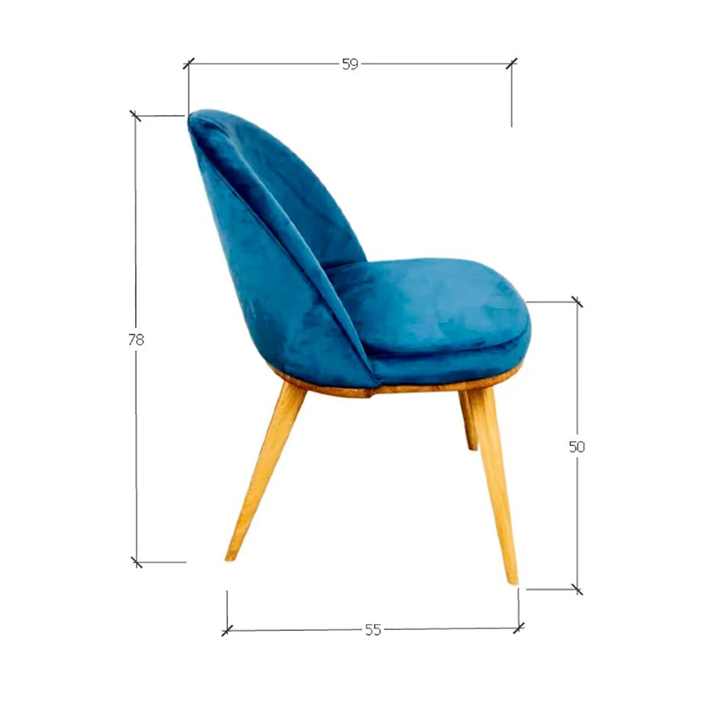 Set van 2 of 4 Clara eetkamerstoelen, frame van massief eiken, bekleding in Monako Blue | NordicStory - Afbeelding 9