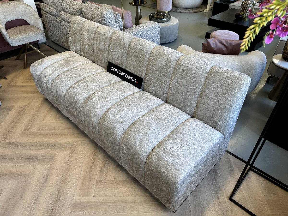 Luxe Velvet Teddy Eetkamerbank Lily 220cm Beige Sand - Afbeelding 3